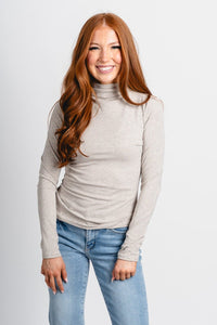 Z Supply Lira long sleeve top natural heather - Z Supply Top - Z Supply Apparel at Lush Fashion Lounge Trendy Boutique Oklahoma City
