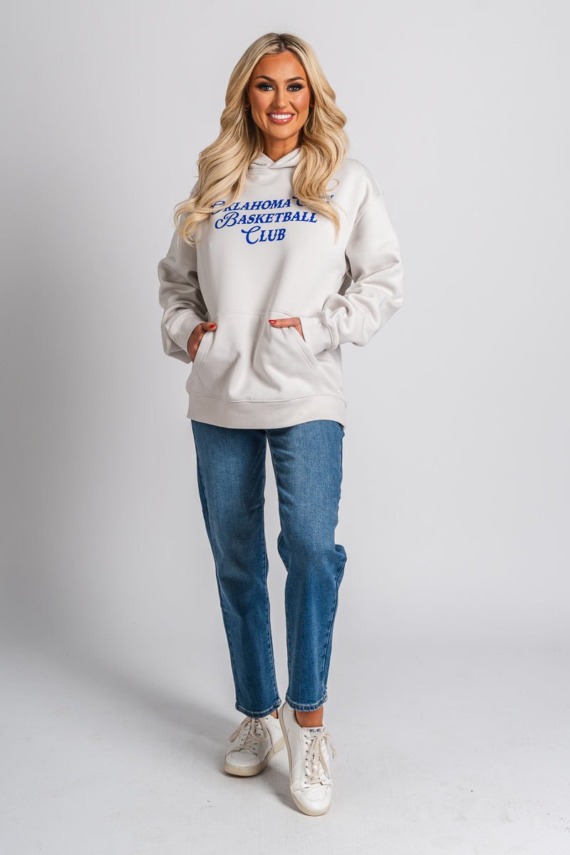 OKC Basketball Club hoodie bone - Trendy OKC Thunder T-Shirts at Lush Fashion Lounge Boutique in Oklahoma City