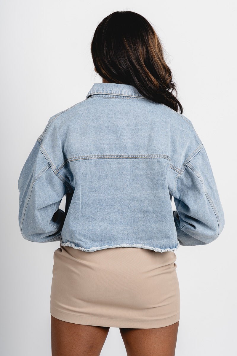 Cropped denim jacket light denim