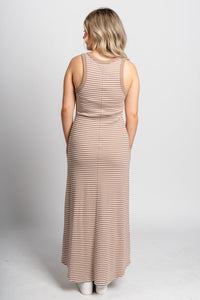 Z Supply Goodwin midi dress iced coffee - Z Supply dress - Z Supply Apparel at Lush Fashion Lounge Trendy Boutique Oklahoma City