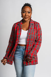 Plaid blazer red – Fashionable Jackets | Trendy Blazers at Lush Fashion Lounge Boutique in Oklahoma City