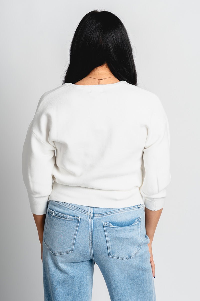 Puff sleeve sweater ivory