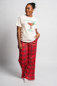 Plaid pajama pants red - Exclusive Collection of Holiday Inspired T-Shirts and Hoodies at Lush Fashion Lounge Boutique in Oklahoma City