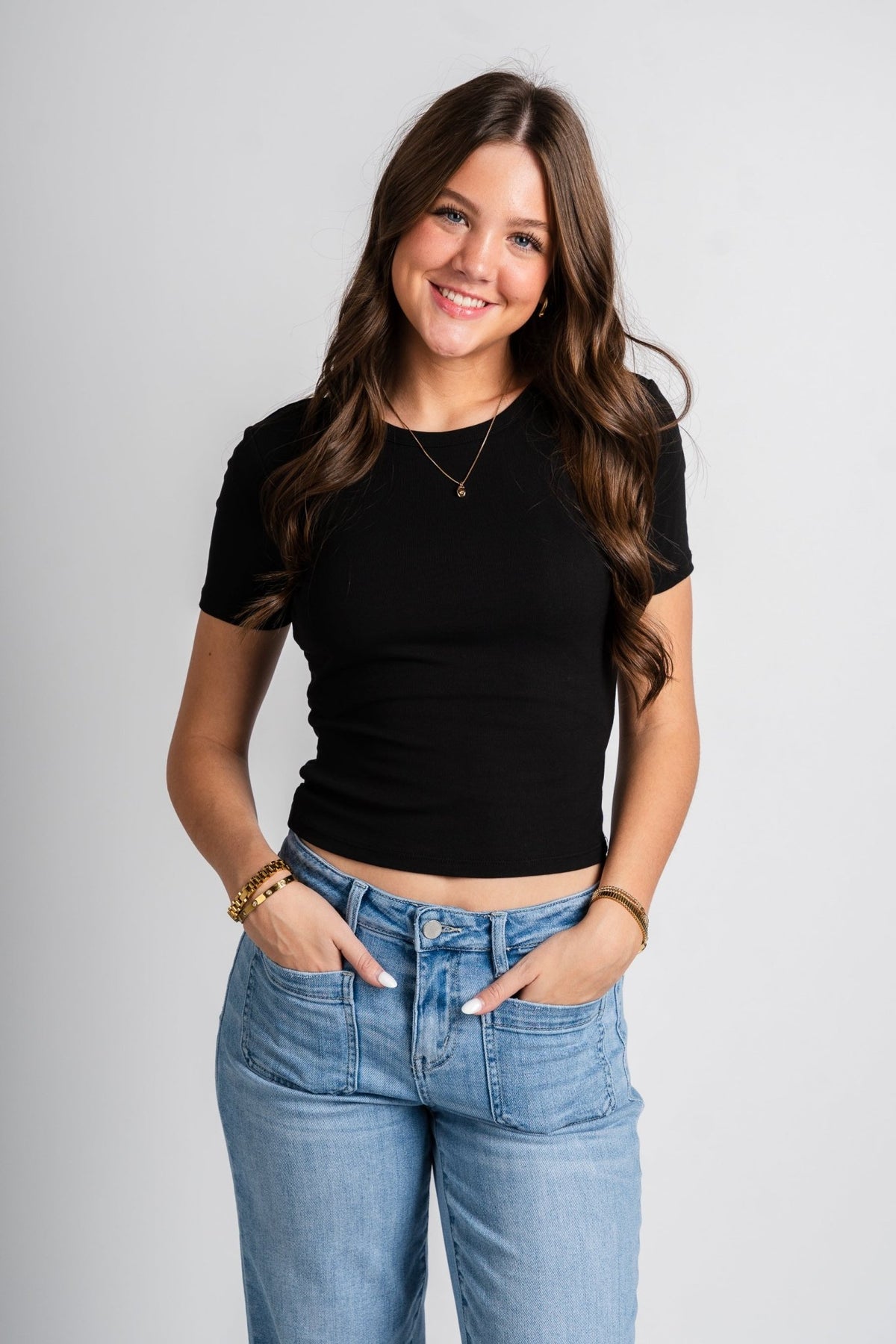 Z Supply second skin crew top black - Z Supply T-shirt - Z Supply Tops, Dresses, Tanks, Tees, Cardigans, Joggers and Loungewear at Lush Fashion Lounge