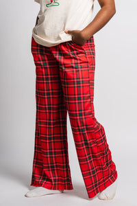 Plaid pajama pants red - Trendy Holiday Apparel at Lush Fashion Lounge Boutique in Oklahoma City