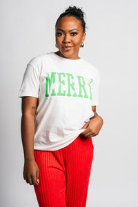 Z Supply Merry boyfriend tee sea salt - Z Supply T-shirt - Z Supply Apparel at Lush Fashion Lounge Trendy Boutique Oklahoma City