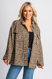 Leopard shacket mocha – Trendy Jackets | Cute Fashion Blazers at Lush Fashion Lounge Boutique in Oklahoma City