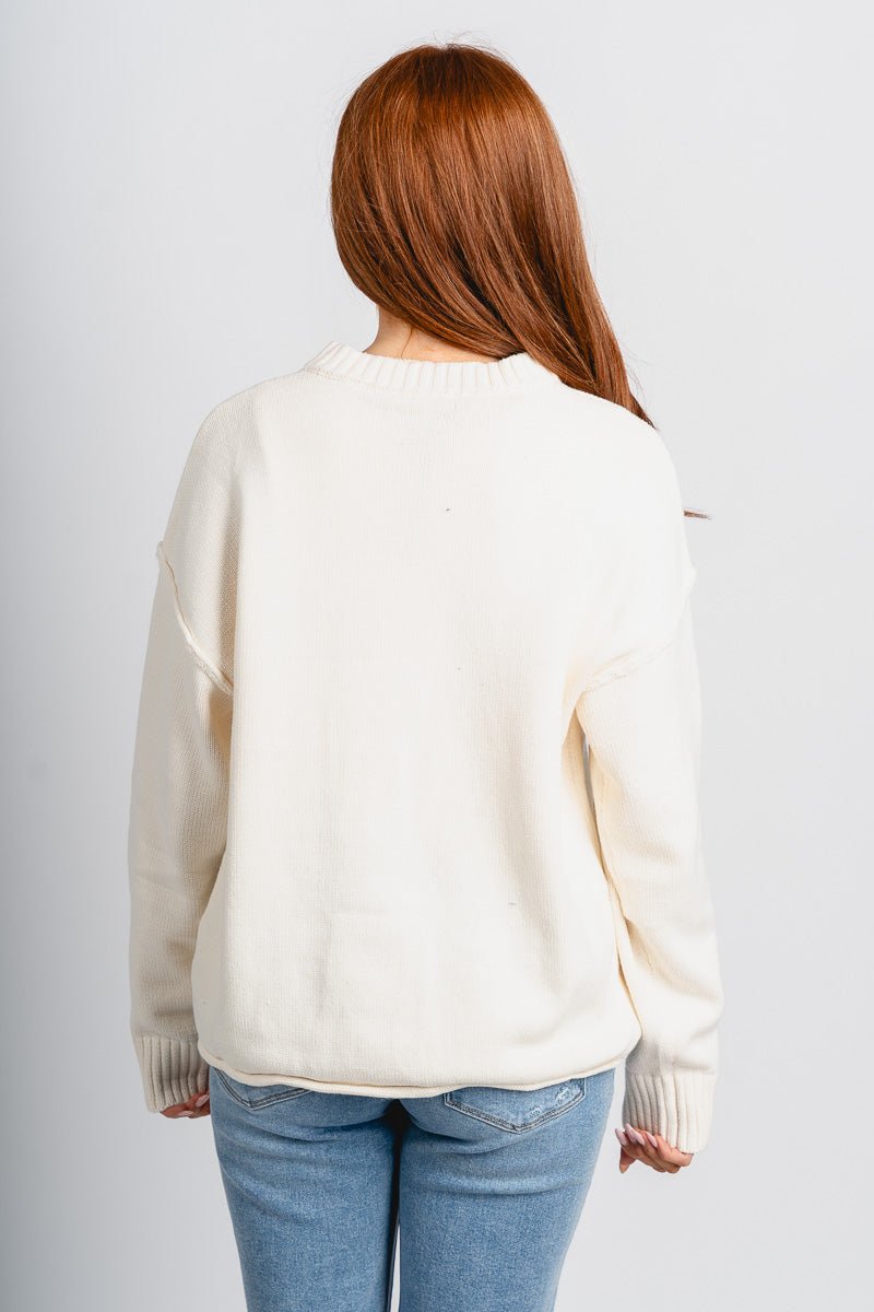 Crew neck sweater ecru