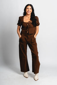 Mid rise wide leg pants brown | Lush Fashion Lounge: women's boutique pants, boutique women's pants, affordable boutique pants, women's fashion pants