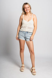 Z Supply Tay crochet tank top sea salt - Z Supply Tank Top - Z Supply Clothing at Lush Fashion Lounge Trendy Boutique Oklahoma City