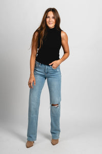 Sleeveless mock neck sweater top black - Trendy Sweaters | Cute Pullover Sweaters at Lush Fashion Lounge Boutique in Oklahoma City