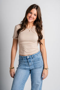 Z Supply second skin crew top parchment - Z Supply T-shirt - Z Supply Tops, Dresses, Tanks, Tees, Cardigans, Joggers and Loungewear at Lush Fashion Lounge