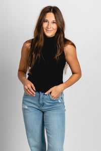 Sleeveless mock neck sweater top black – Stylish Sweaters | Boutique Sweaters at Lush Fashion Lounge Boutique in Oklahoma City