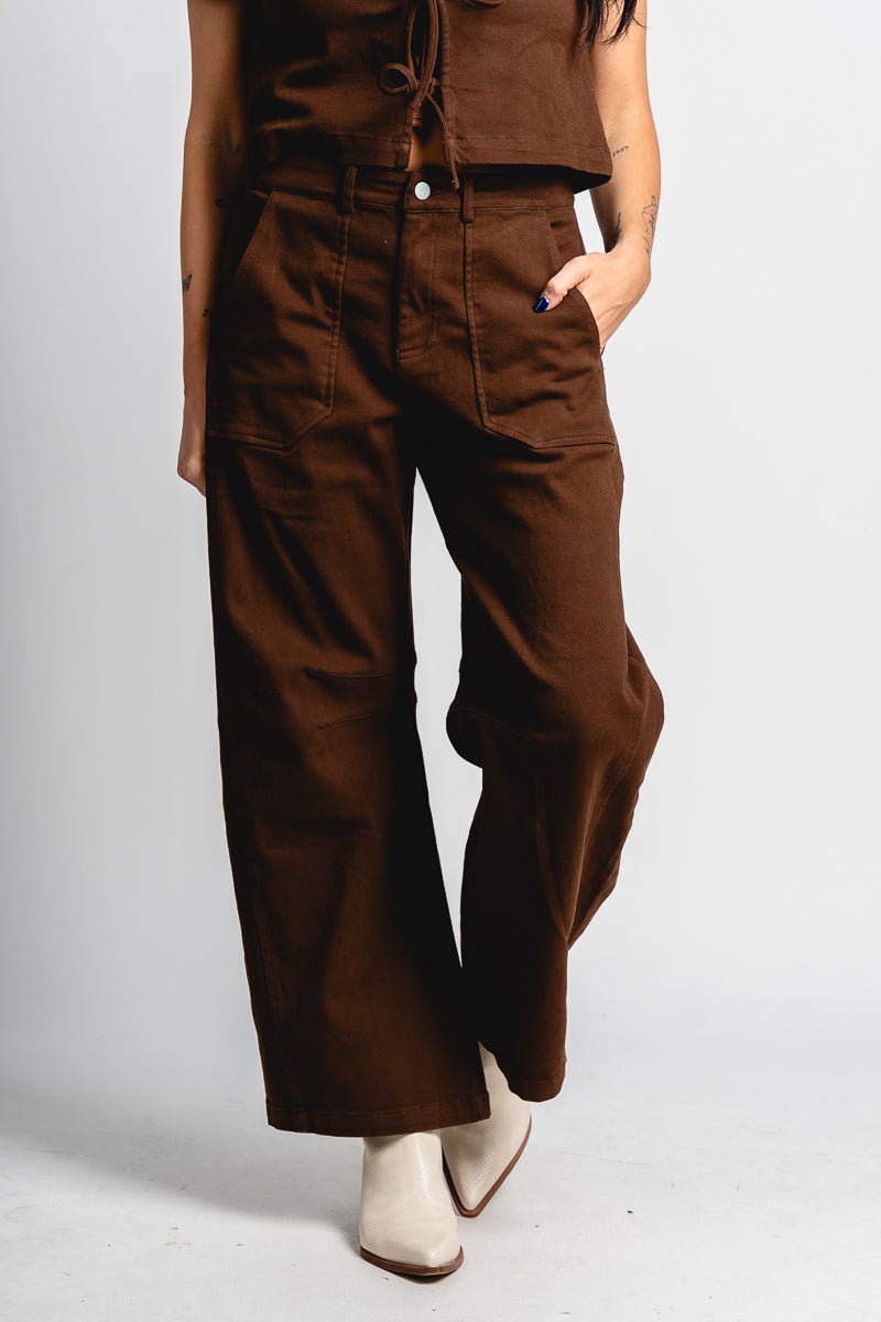Mid rise wide leg pants brown | Lush Fashion Lounge: women's boutique pants, boutique women's pants, affordable boutique pants, women's fashion pants