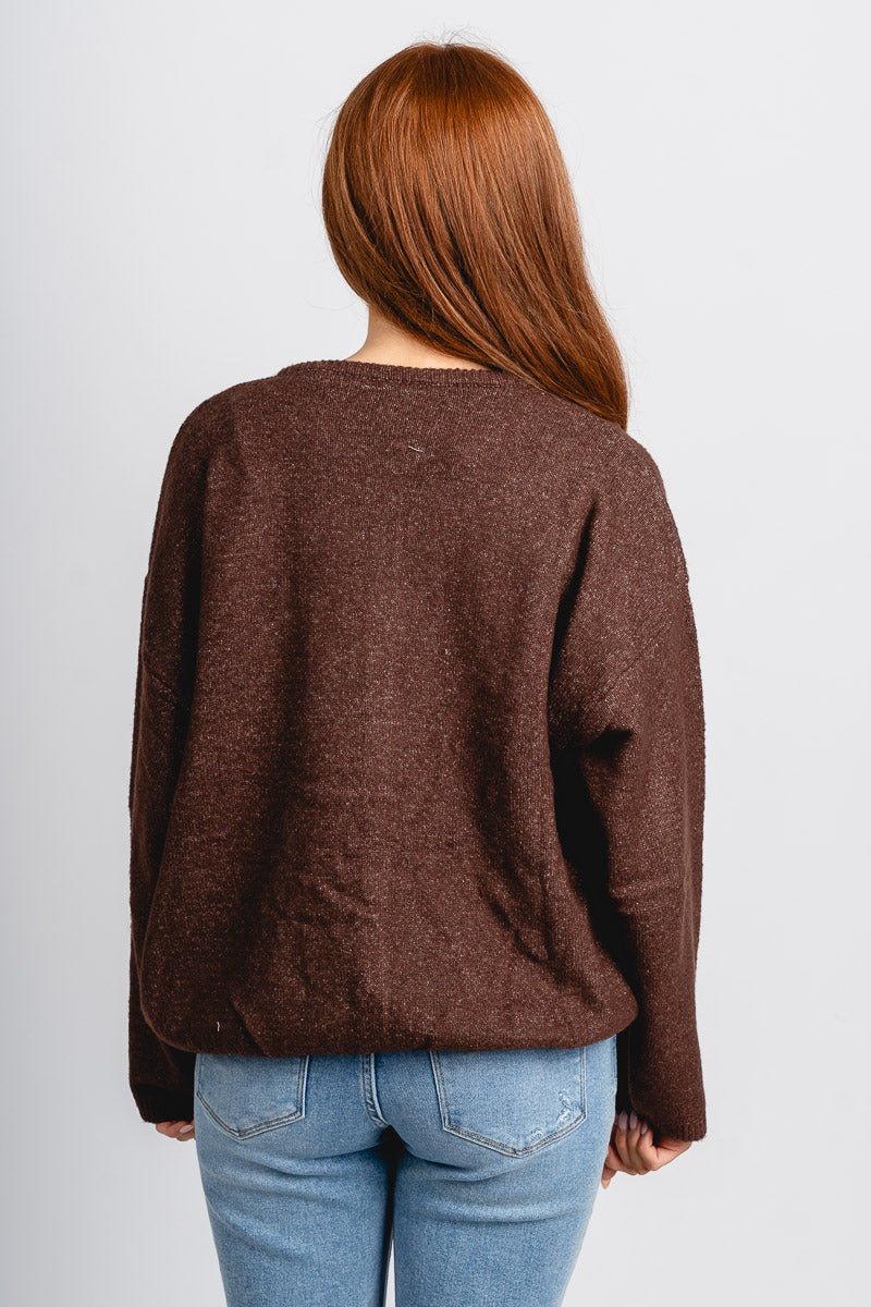 Button up sweater cardigan brown