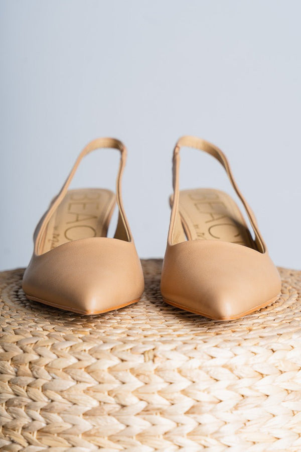 Grazia pointed toe kitten heel natural Trendy Shoes Lush