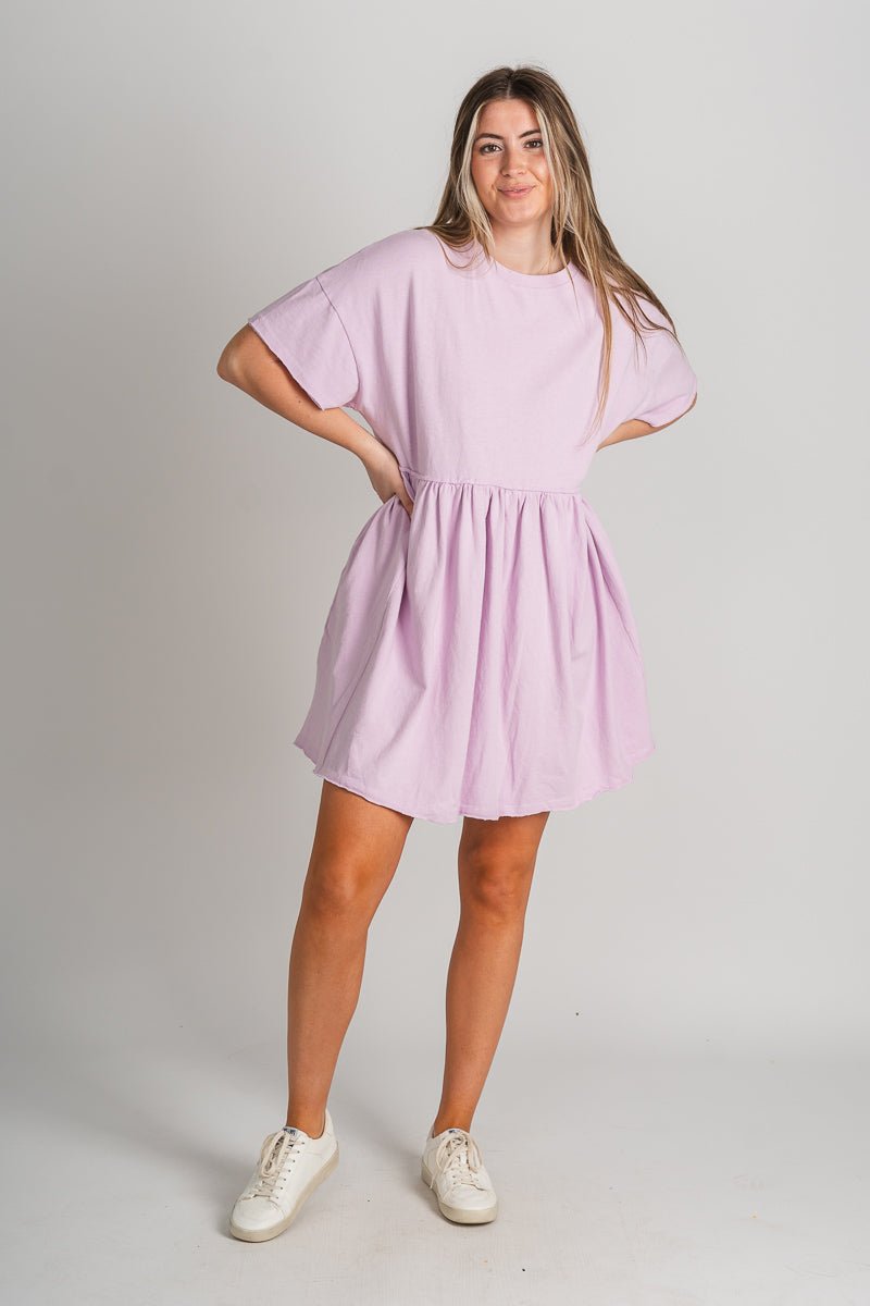 Cotton baby doll dress lavender - Trendy Dress - Fashion Dresses at Lush Fashion Lounge Boutique in Oklahoma City