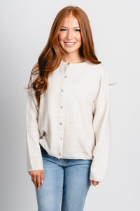 Button up sweater cardigan ivory - Cute Cardigan - Trendy Cardigans & Stylish Kimonos at Lush Fashion Lounge Boutique in Oklahoma City