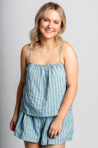 Striped cami tank top green/blue - Cute Tank Top - Trendy Tank Tops at Lush Fashion Lounge Boutique in Oklahoma City