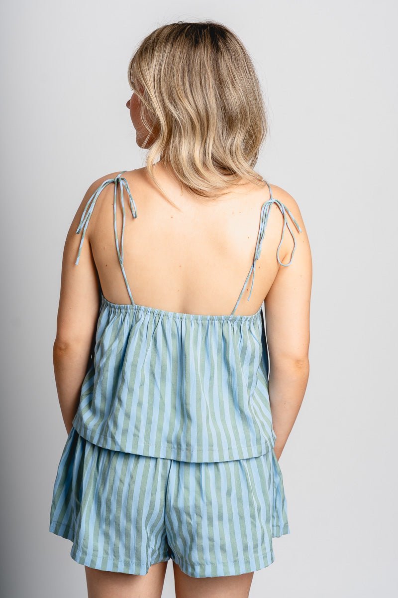 Striped cami tank top green/blue