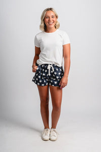 Drawstring star shorts navy/white - Adorable Shorts - Stylish Patriotic Summer Graphic Tees at Lush Fashion Lounge Boutique in OKC