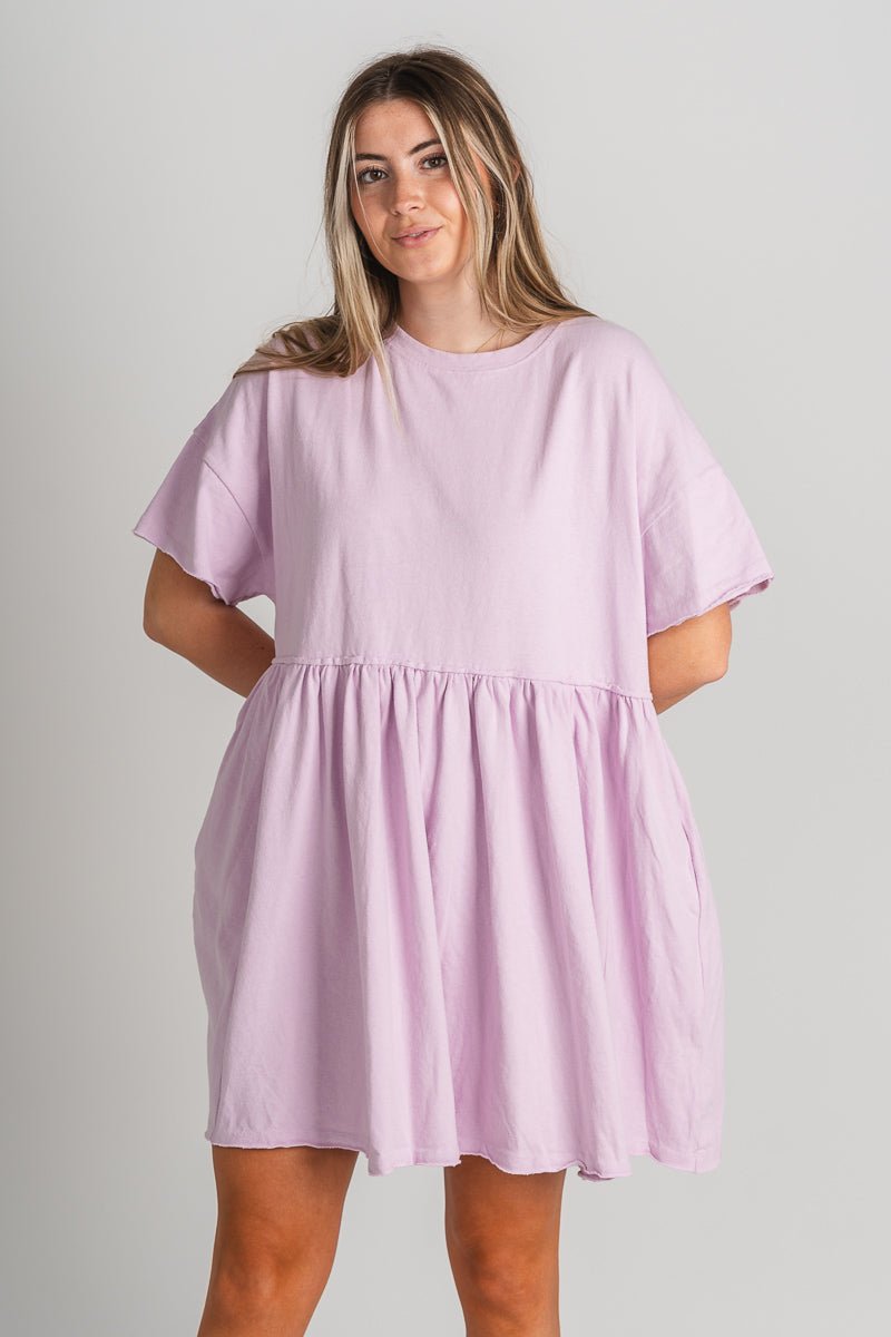 Cotton baby doll dress lavender - Cute Dress - Trendy Dresses at Lush Fashion Lounge Boutique in Oklahoma City
