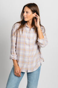 Z Supply river plaid button up top lavender ice - Z Supply top - Z Supply Tops, Dresses, Tanks, Tees, Cardigans, Joggers and Loungewear at Lush Fashion Lounge