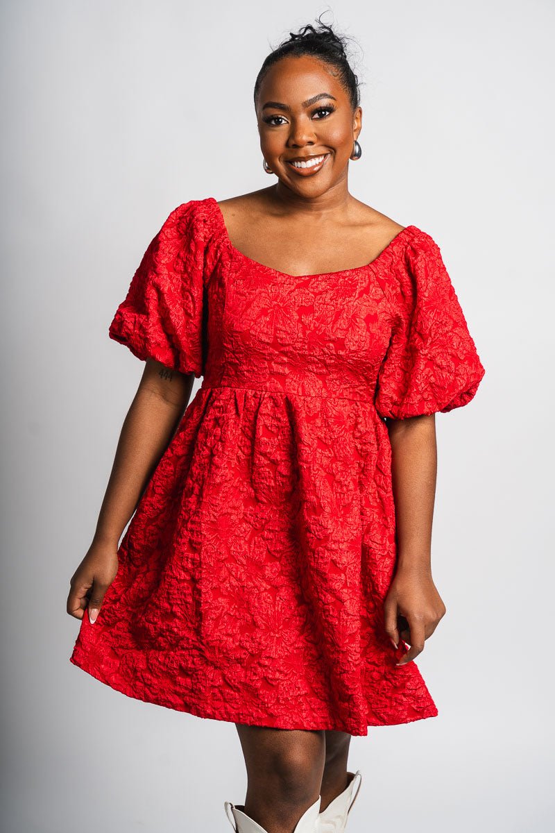 Floral puff sleeve dress red | Trendy Dresses - Lush Fashion Lounge Floral puff sleeve dress red | Trendy Dresses - Lush Fashion Lounge