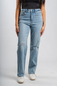 Daze Sundaze high rise straight jeans fools gold | Lush Fashion Lounge: boutique women's jeans, fashion jeans for women, affordable fashion jeans, cute boutique jeans