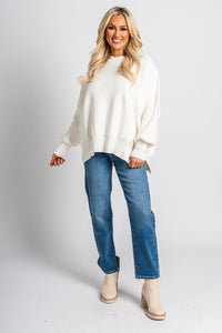 Oversized sweater ivory - Trendy Sweaters | Cute Pullover Sweaters at Lush Fashion Lounge Boutique in Oklahoma City