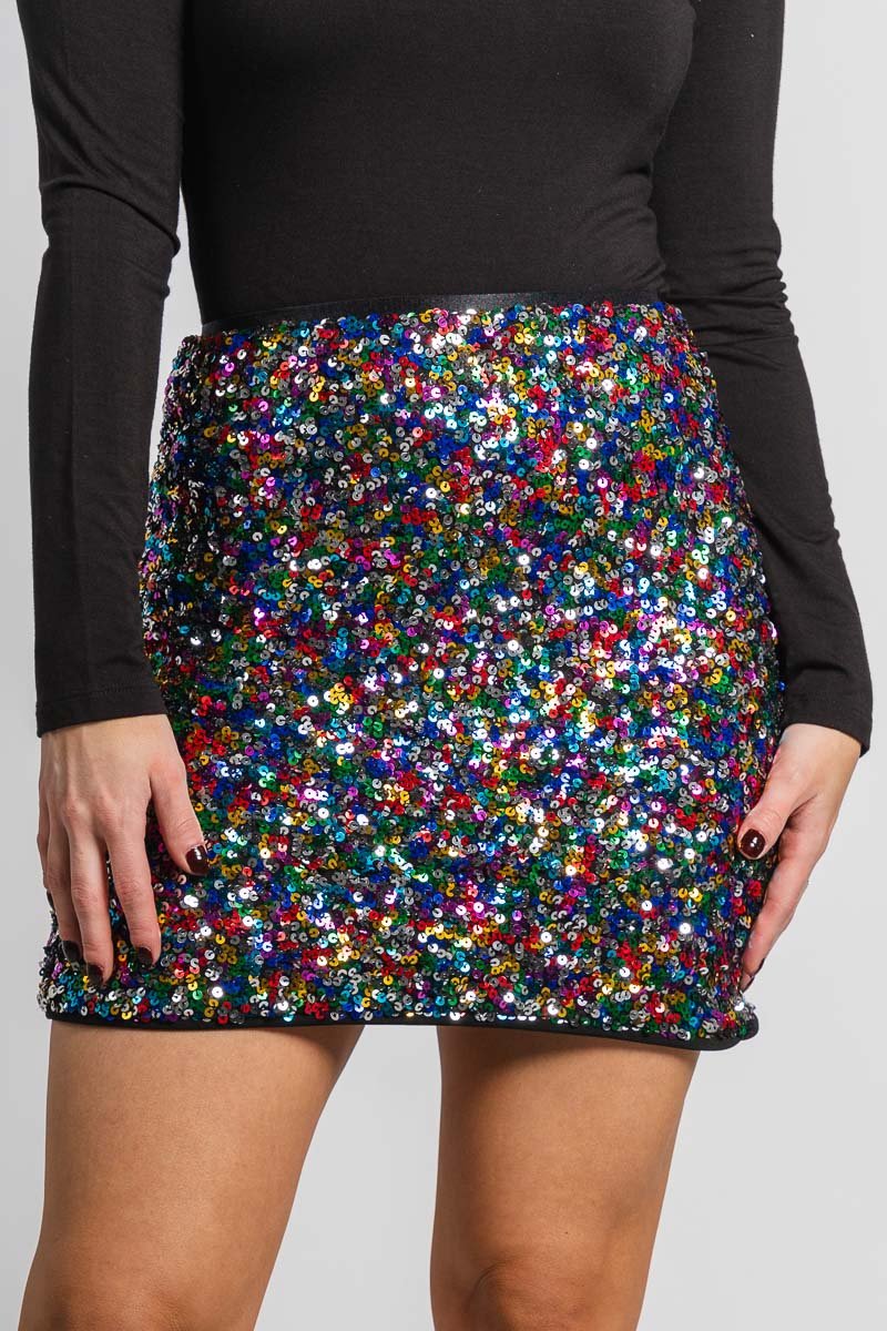 Sequin mini skirt black multi | Lush Fashion Lounge: boutique fashion skirts, affordable boutique skirts, cute affordable skirts