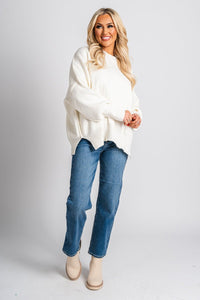 Oversized sweater ivory – Unique Sweaters | Lounging Sweaters and Womens Fashion Sweaters at Lush Fashion Lounge Boutique in Oklahoma City