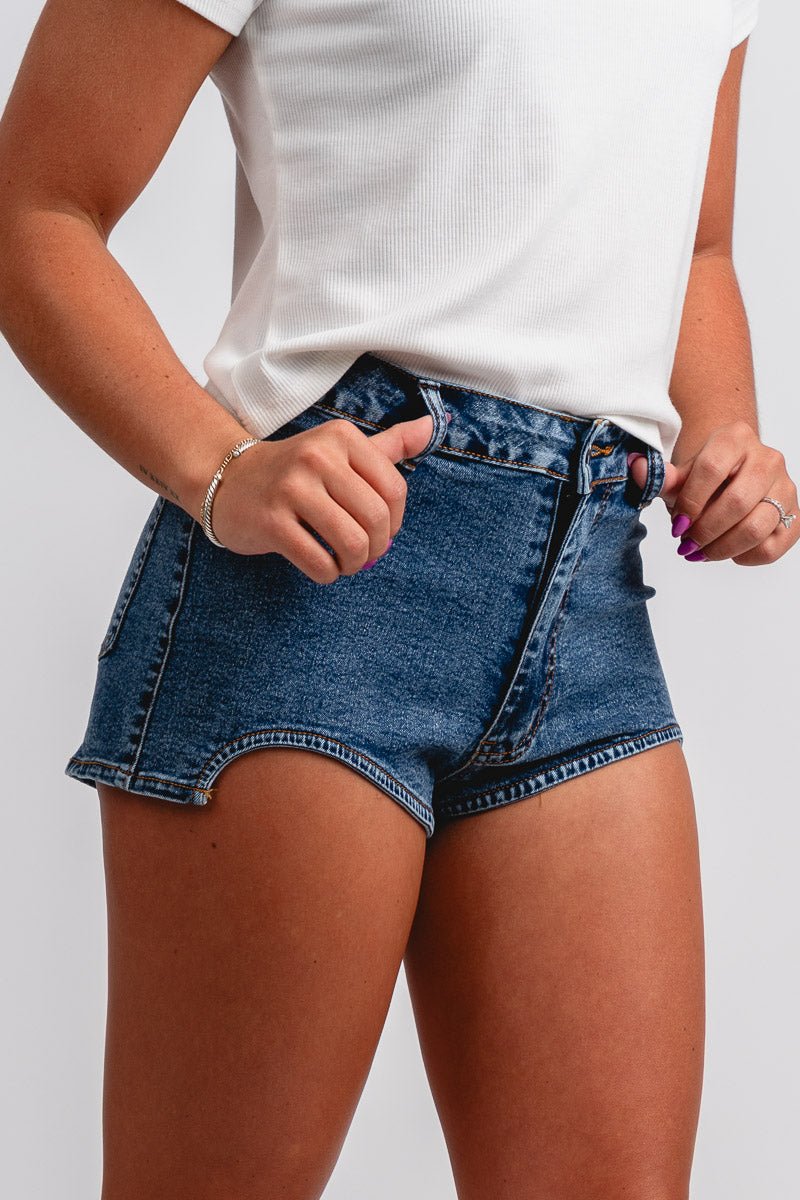 High rise micro shorts dark denim Trendy Shorts Lush Fashion