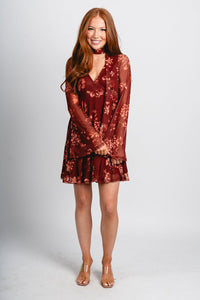 Mesh babydoll dress cinnamon Stylish dress - Womens Fashion Dresses at Lush Fashion Lounge Boutique in Oklahoma City