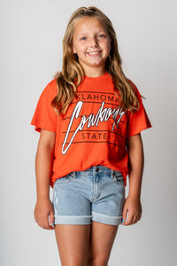 OSU Kids OSU diagonal lines t-shirt orange T-shirts | Lush Fashion Lounge Trendy Oklahoma State Cowboys Apparel & Cute Gameday T-Shirts