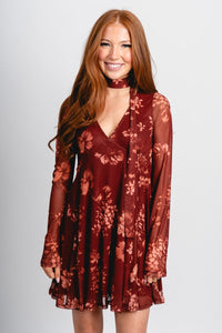 Mesh babydoll dress cinnamon - Cute dress - Trendy Dresses at Lush Fashion Lounge Boutique in Oklahoma City