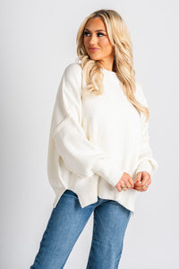 Oversized sweater ivory – Stylish Sweaters | Boutique Sweaters at Lush Fashion Lounge Boutique in Oklahoma City