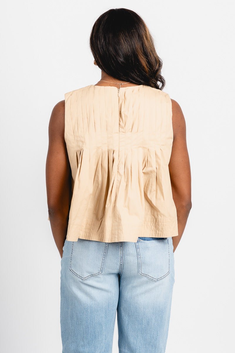 Pleated tank top taupe
