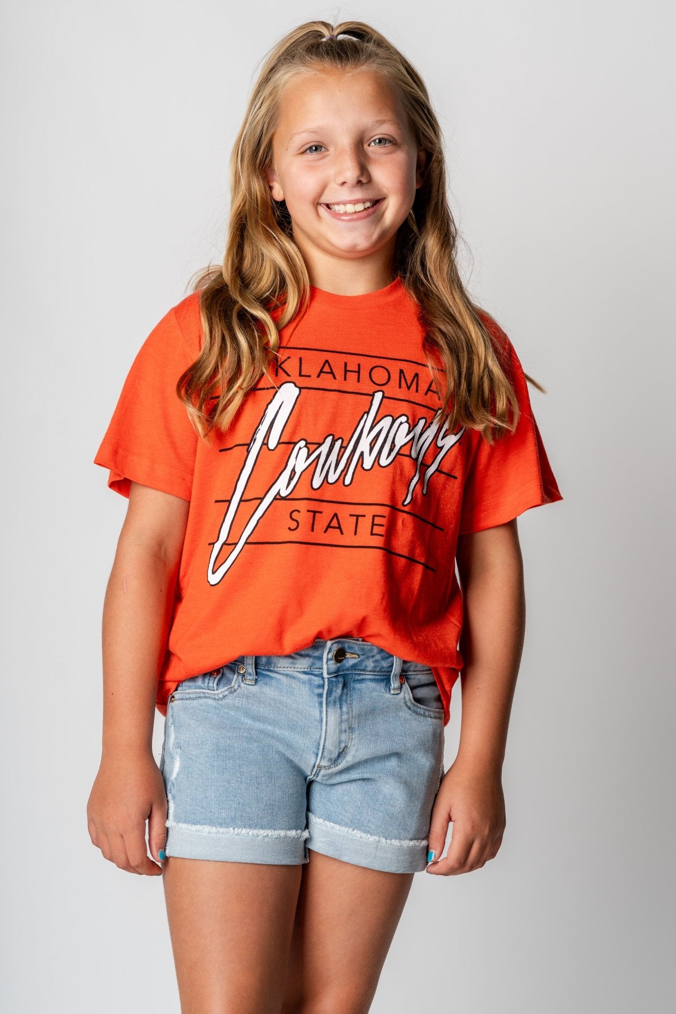 OSU Kids OSU diagonal lines t-shirt orange T-shirts | Lush Fashion Lounge Trendy Oklahoma State Cowboys Apparel & Cute Gameday T-Shirts