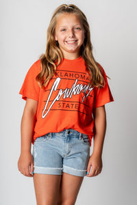 OSU Kids OSU diagonal lines t-shirt orange T-shirts | Lush Fashion Lounge Trendy Oklahoma State Cowboys Apparel & Cute Gameday T-Shirts