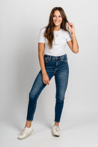 Daze Moneymaker high rise skinny jeans uptown | Lush Fashion Lounge: boutique women's jeans, fashion jeans for women, affordable fashion jeans, cute boutique jeans