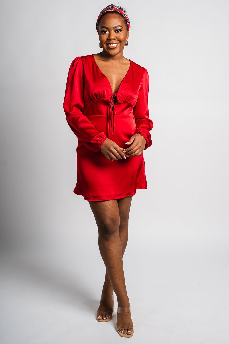 Satin bow detail dress Burgundy Burgundy / Large Satin bow detail dress Burgundy Burgundy / Large