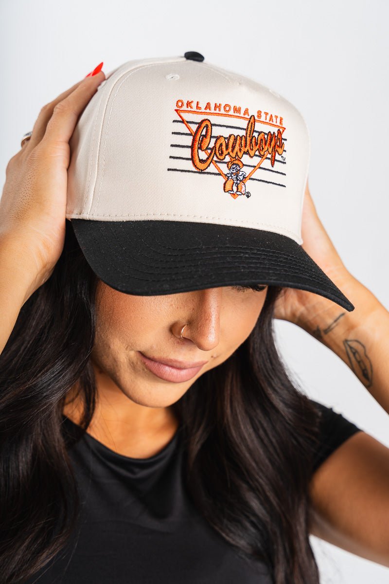 OSU OSU Pistols Firing two tone hat natural/black Hat One size | Lush Fashion Lounge Trendy Oklahoma State Cowboys Apparel & Cute Gameday T-Shirts