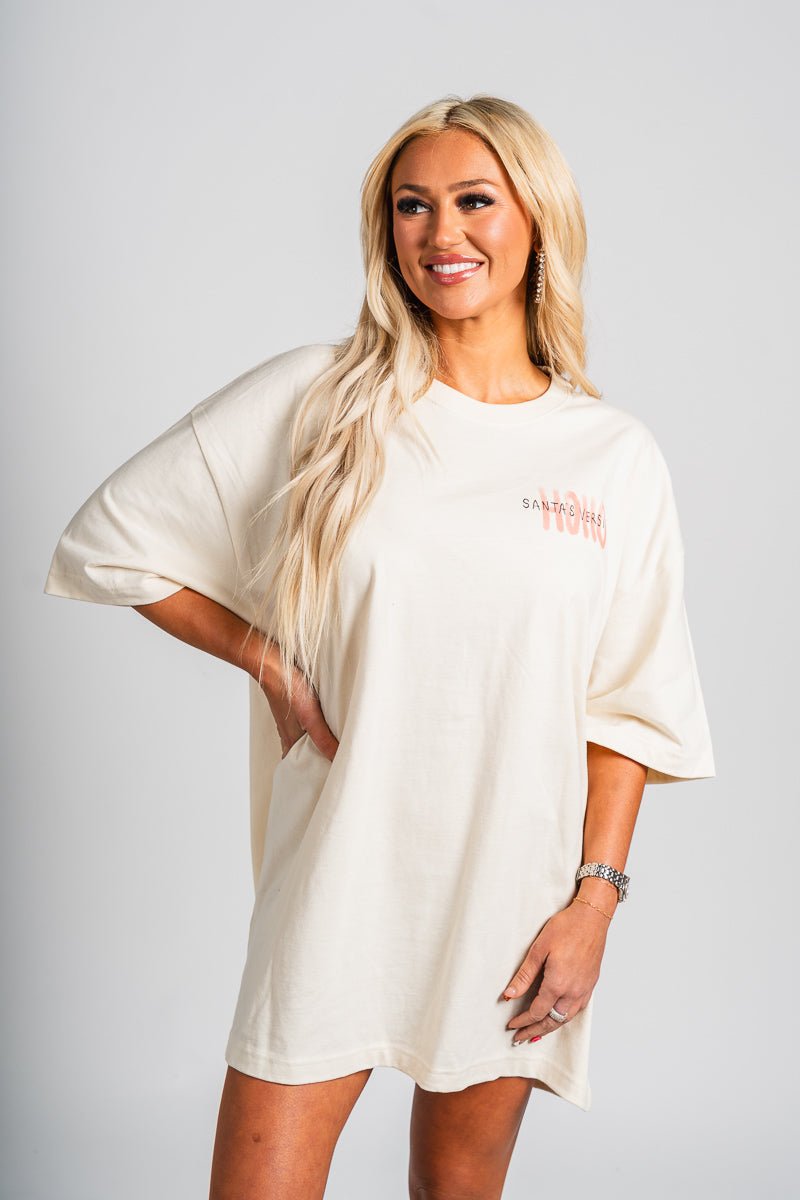 Livy Lu Ho Ho Ho Santa s Version Oversized T Shirt Off White