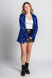 Sequin blazer blue - Trendy OKC Thunder T-Shirts at Lush Fashion Lounge Boutique in Oklahoma City