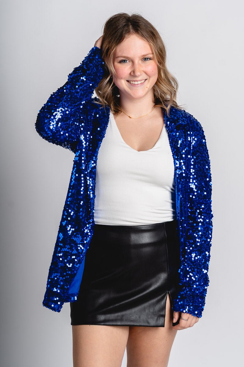 Sequin blazer blue - Trendy Oklahoma City Basketball T-Shirts Lush Fashion Lounge Boutique in Oklahoma City