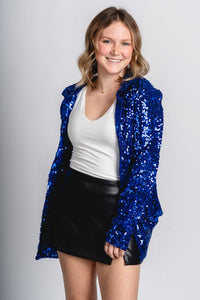 Sequin blazer blue – Trendy Jackets | Cute Fashion Blazers at Lush Fashion Lounge Boutique in Oklahoma City