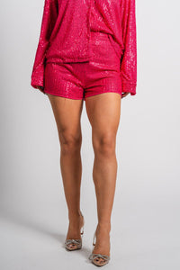 Sequin shorts fuchsia - Cute Shorts - Trendy Shorts at Lush Fashion Lounge Boutique in Oklahoma City