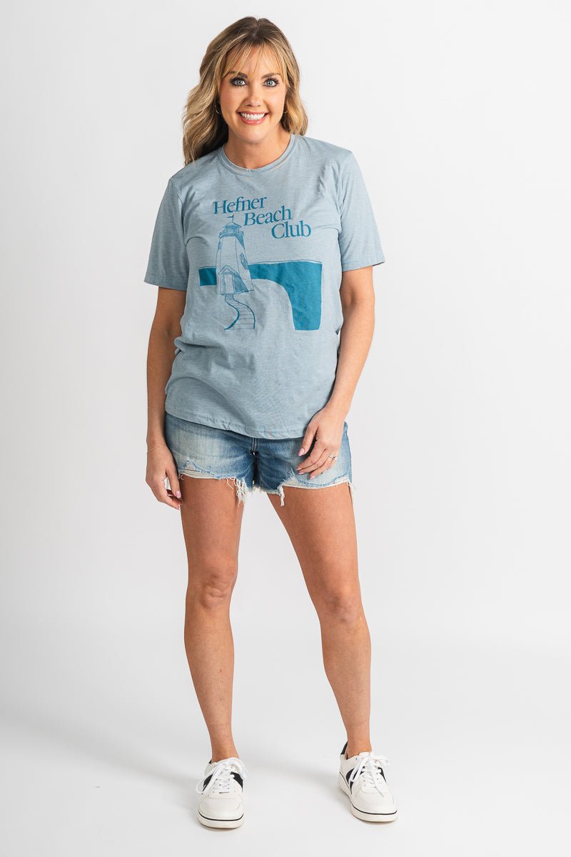 Hefner beach club Oklahoma t-shirt stone denim