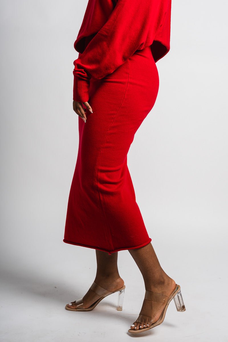 Sweater midi skirt red – Stylish Sweaters | Boutique Sweaters at Lush Fashion Lounge Boutique in Oklahoma City